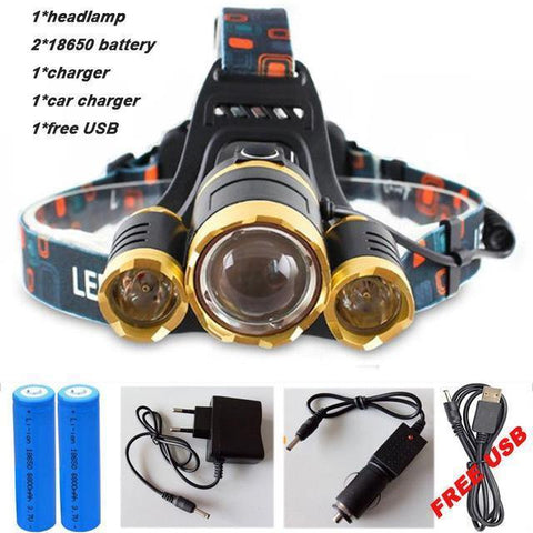 Image of 15000 LUMEN Super Powerful 3 X LED Head Light Gear