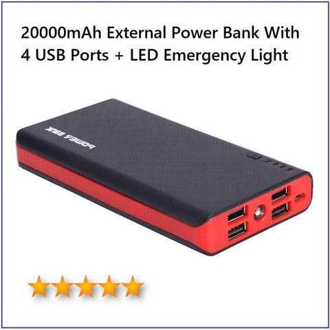 Image of 20000mAh 4 USB External Power Bank With FOUR USB Ports For ALL Mobile Devices