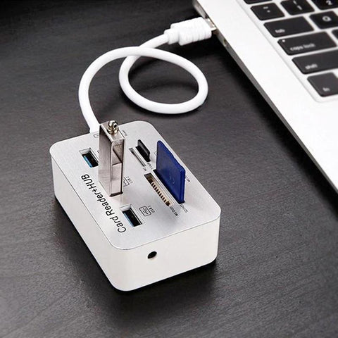 Image of The Ultimate Multi Port USB 3.0 HUB Splitter 3 Ports PLUS SD + Micro SD Card Reader For PC or MAC!