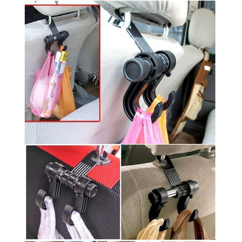 Image of Easy & Convenient Car Seat Double Hanger For Bags, Clothes and More