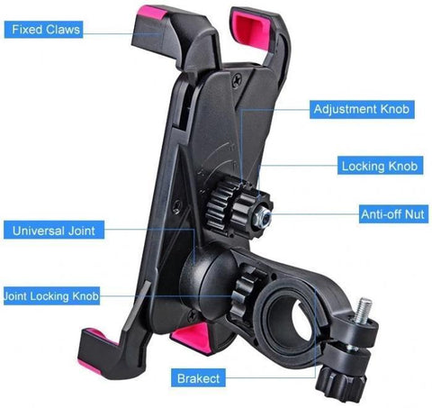 Image of Pro Cellphone Mount For Mountain & Road Bikes, Universal FITS ALL 3.5" to 7" phones, iPhone X, 8, 7, 6 Samsung 9, 8, 7, 6, Galaxy + You Get FREE Shipping Today!