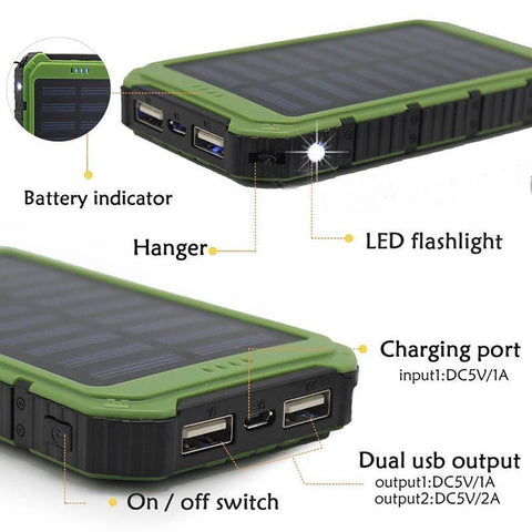 Image of DUAL Bank Solar Powerbank For Charging Phones & Devices Fast