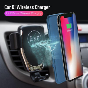 Wireless Car Charger For iPhone XS, Max X, 8, and SAMSUNG. Qi Charger Delivers Supers Fast Wireless Charging.